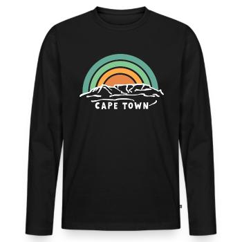 Cape Town Kapstadt Tafelberg Südafrika Souvenir - Männer Premium Bio Langarmshirt - Schwarz - Vorne - Nico (187cm)