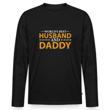 Ehemann Papa - Männer Premium Bio Langarmshirt - Schwarz - Vorne - Nico (187cm)