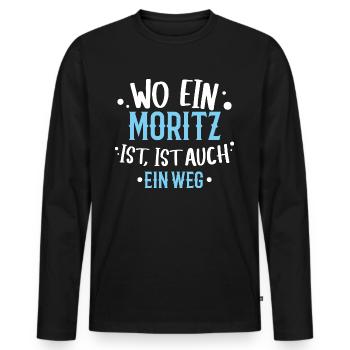 Wo ein Moritz ist, ist ein Weg / Geburtstag, Name - Männer Premium Bio Langarmshirt - Schwarz - Vorne - Nico (187cm)