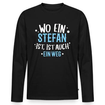 wo ein Stephan ist, ist ein Weg / Geburtstag Name - Männer Premium Bio Langarmshirt - Schwarz - Vorne - Nico (187cm)