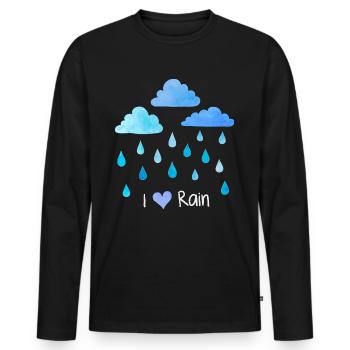 I love rain, raindrops, weather clouds, wet - Men's Premium Organic Long Sleeve Shirt - black - Front - Nico (187cm)