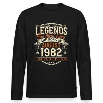 August 1982 Born Legends Birthday - Men's Premium Organic Long Sleeve Shirt - black - Front - Nico (187cm)