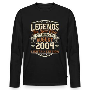 August 2004 Born Legends Birthday - Men's Premium Organic Long Sleeve Shirt - black - Front - Nico (187cm)