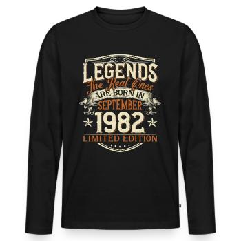 September 1982 Born Birthday - Men's Premium Organic Long Sleeve Shirt - black - Front - Nico (187cm)