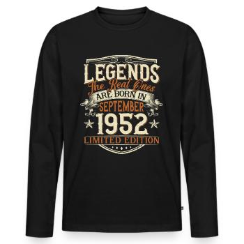 September 1952 Born Birthday - Men's Premium Organic Long Sleeve Shirt - black - Front - Nico (187cm)
