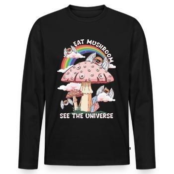 Champignon Voir L’Univers Art Graphique - T-shirt manches longues Premium bio Homme - noir - Devant - Nico (187cm)
