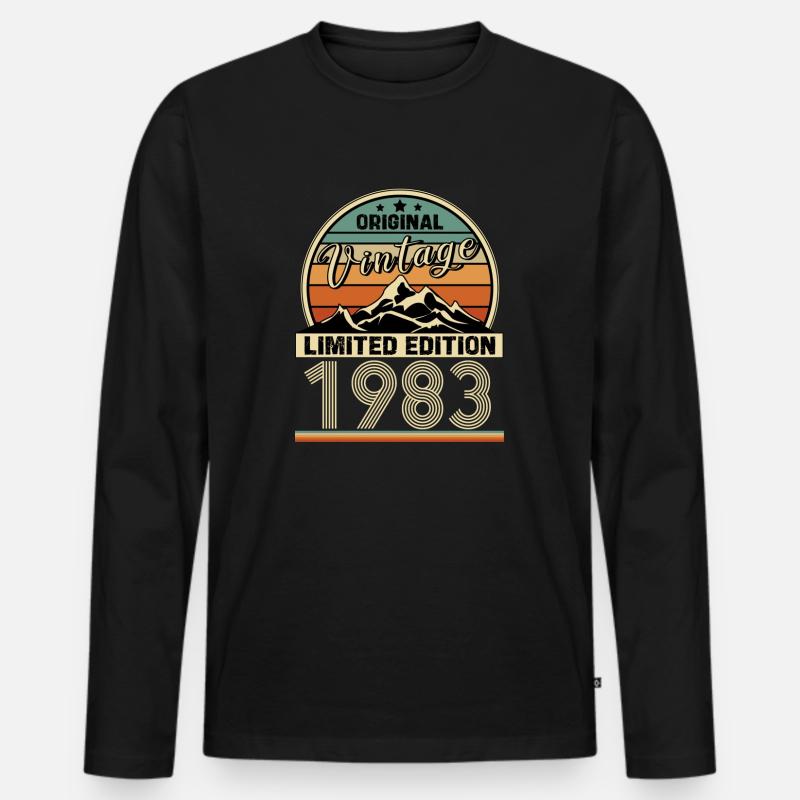 1983 - Männer Premium Bio Langarmshirt - Schwarz