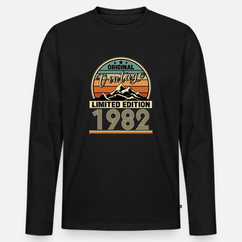 1982 - Männer Premium Bio Langarmshirt - Schwarz