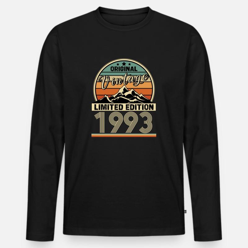 1993 - Männer Premium Bio Langarmshirt - Schwarz