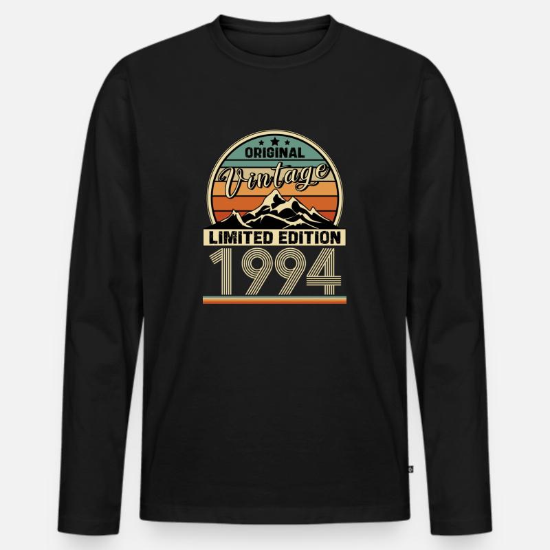 1994 - Männer Premium Bio Langarmshirt - Schwarz