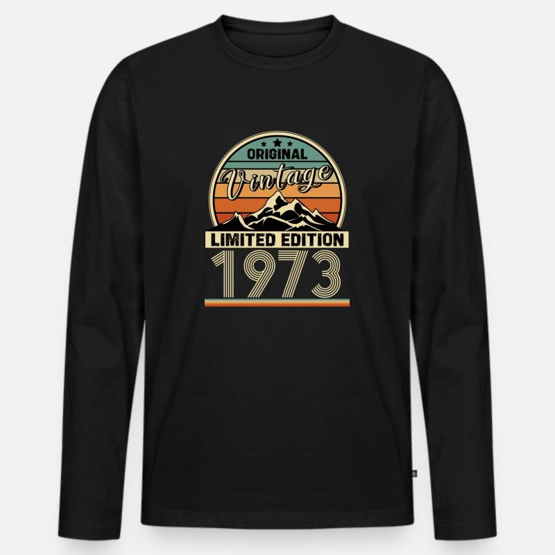 1973 - Männer Premium Bio Langarmshirt - Schwarz
