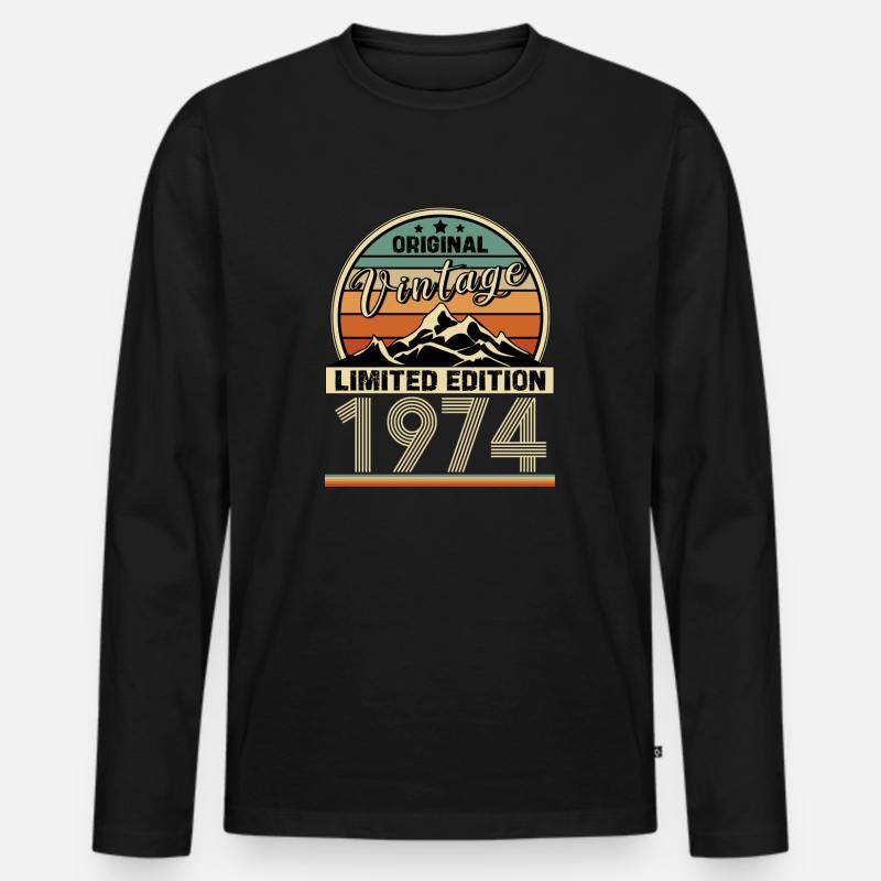 1974 - Männer Premium Bio Langarmshirt - Schwarz