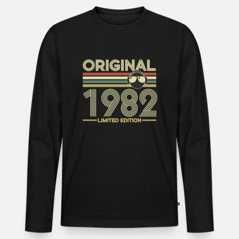 1982 - Männer Premium Bio Langarmshirt - Schwarz