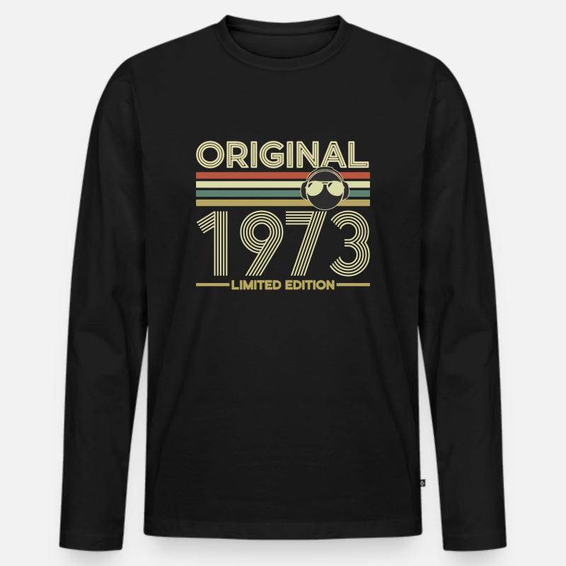 1973 - Männer Premium Bio Langarmshirt - Schwarz