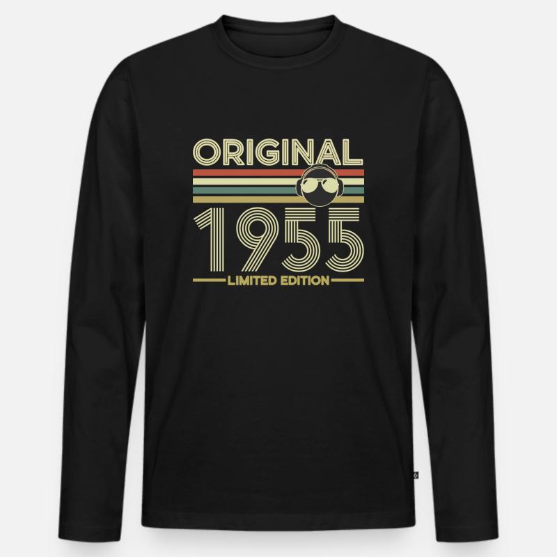 1955 - Männer Premium Bio Langarmshirt - Schwarz