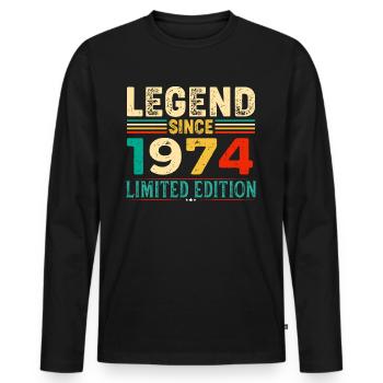 Legend Since 1974 Birthday 50 Years born in 1974 - Männer Premium Bio Langarmshirt - Schwarz - Vorne - Nico (187cm)