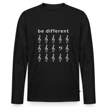 Clé de Basse Musicien Be Different Basson Bassiste - T-shirt manches longues Premium bio Homme - noir - Devant - Nico (187cm)