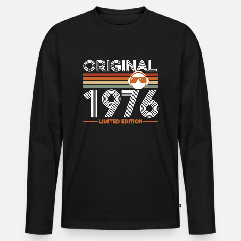 1976 - Männer Premium Bio Langarmshirt - Schwarz