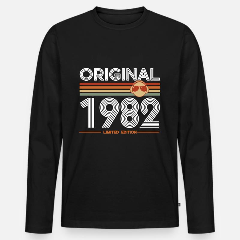 1982 - Männer Premium Bio Langarmshirt - Schwarz