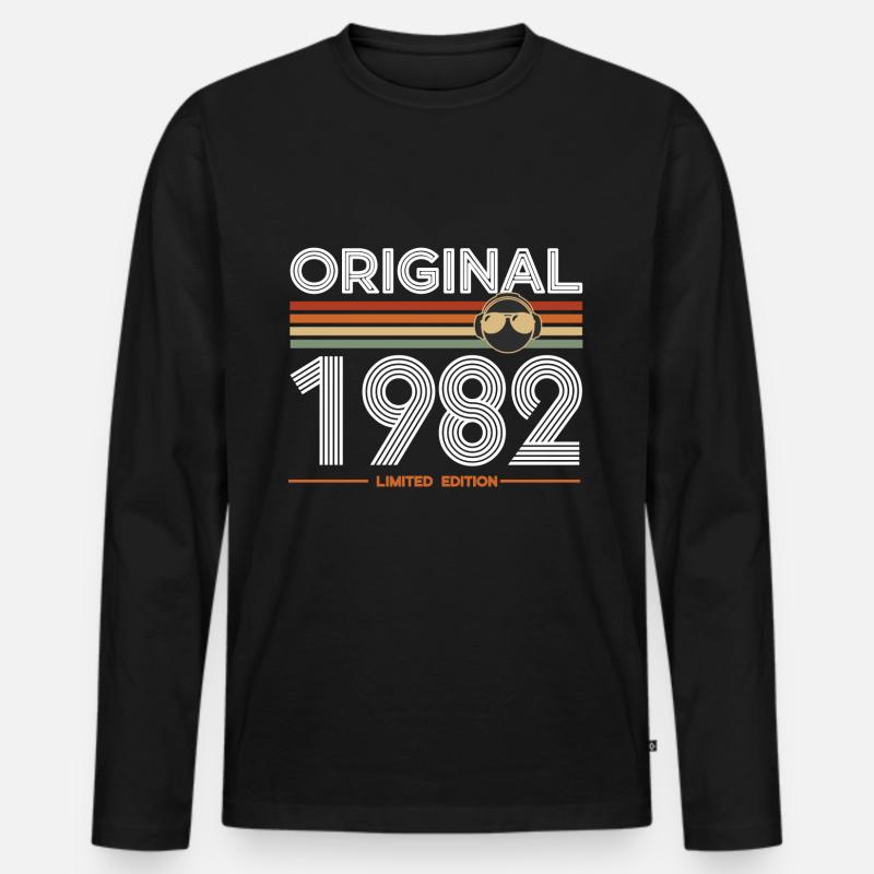 1982 - Männer Premium Bio Langarmshirt - Schwarz
