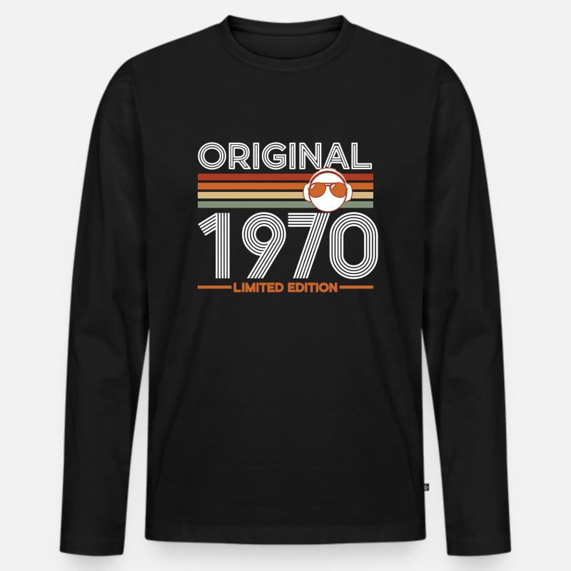 1970 - Männer Premium Bio Langarmshirt - Schwarz
