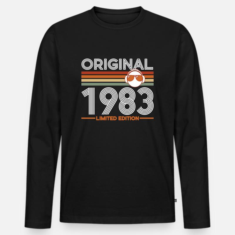 1983 - Männer Premium Bio Langarmshirt - Schwarz