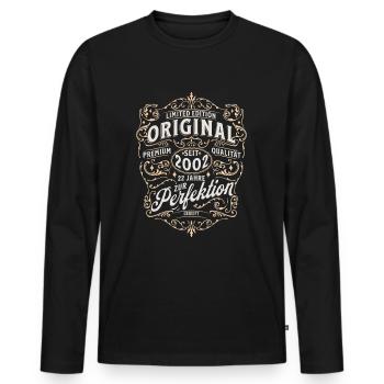 22. Geburtstag - Männer Premium Bio Langarmshirt - Schwarz - Vorne - Nico (187cm)