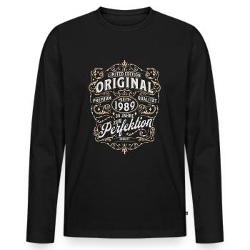 35. Geburtstag - Männer Premium Bio Langarmshirt - Schwarz - Vorne - Nico (187cm)