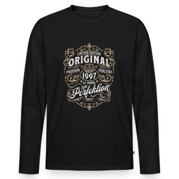 27. Geburtstag - Männer Premium Bio Langarmshirt - Schwarz - Vorne - Nico (187cm)