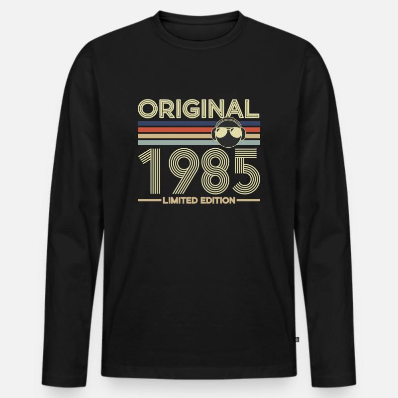 1985 - Männer Premium Bio Langarmshirt - Schwarz