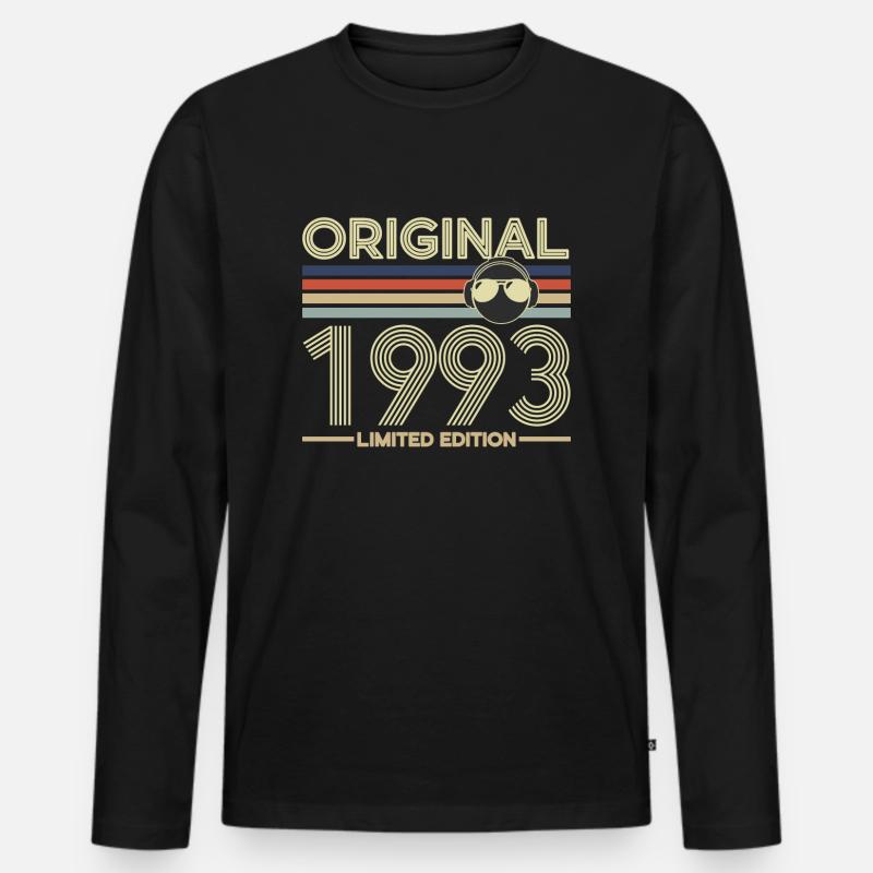 1993 - Männer Premium Bio Langarmshirt - Schwarz