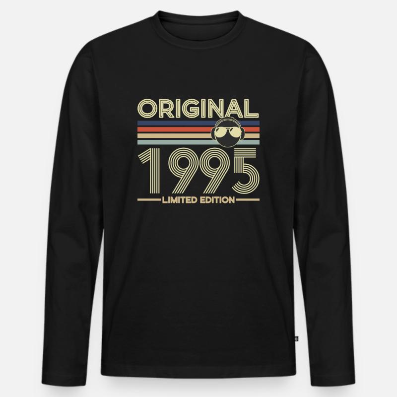 1995 - Männer Premium Bio Langarmshirt - Schwarz