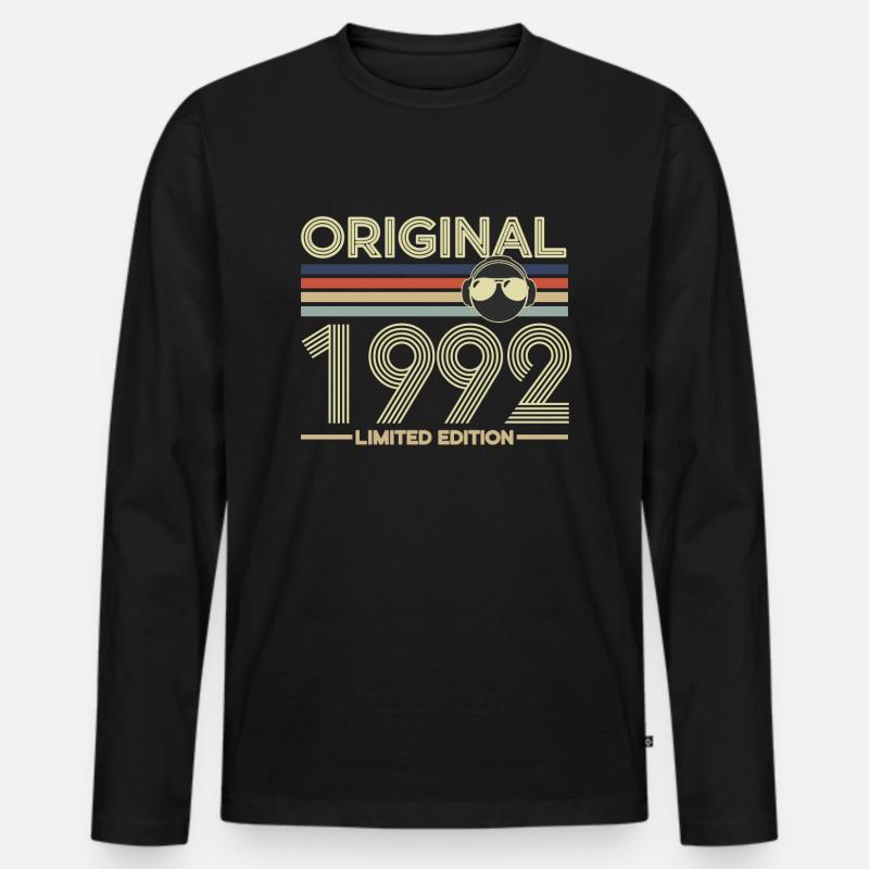 1992 - Männer Premium Bio Langarmshirt - Schwarz