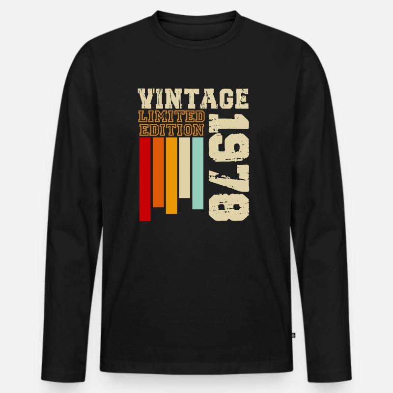 1978 - Männer Premium Bio Langarmshirt - Schwarz