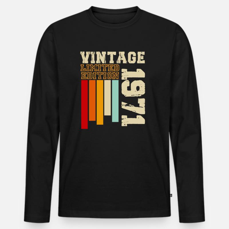 1971 - Männer Premium Bio Langarmshirt - Schwarz