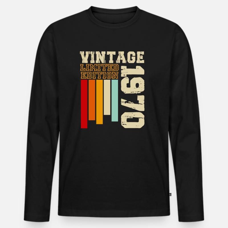 1970 - Männer Premium Bio Langarmshirt - Schwarz