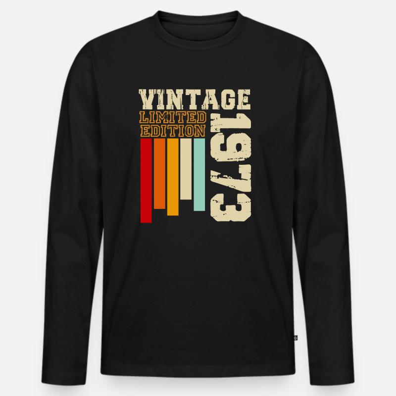 1973 - Männer Premium Bio Langarmshirt - Schwarz