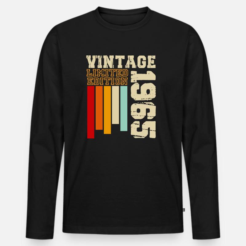 1985 - Männer Premium Bio Langarmshirt - Schwarz