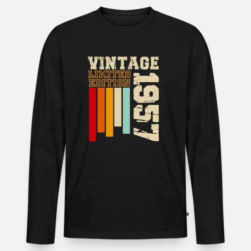 1957 - Männer Premium Bio Langarmshirt - Schwarz