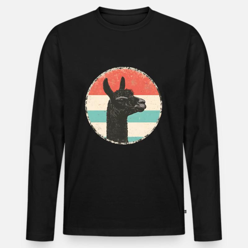 Alpaka - Männer Premium Bio Langarmshirt - Schwarz