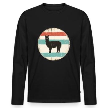 Alpaca Vintage - Men's Premium Organic Long Sleeve Shirt - black - Front - Nico (187cm)