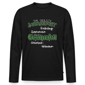 Schützenfest - Die geilste Jahreszeit grün - Männer Premium Bio Langarmshirt - Schwarz - Vorne - Nico (187cm)