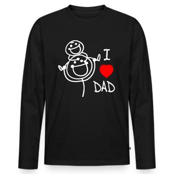 j’aime papa se - T-shirt manches longues Premium bio Homme - noir - Devant - Nico (187cm)