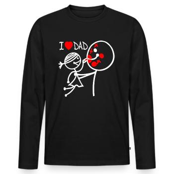 j’aime papa se - T-shirt manches longues Premium bio Homme - noir - Devant - Nico (187cm)