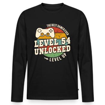 Stufe 54 freigeschaltet – 54. Jahrestag - Männer Premium Bio Langarmshirt - Schwarz - Vorne - Nico (187cm)