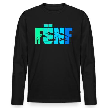 5. Geburtstag Junge 5 Jahre Flugzeug Flugzeuge - Männer Premium Bio Langarmshirt - Schwarz - Vorne - Nico (187cm)