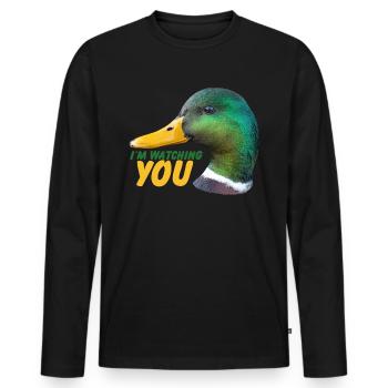 Canard - Je te regarde - T-shirt manches longues Premium bio Homme - noir - Devant - Nico (187cm)