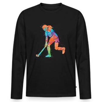 Joueur de hockey sur gazon Bunt Hockey Joueur de hockey - T-shirt manches longues Premium bio Homme - noir - Devant - Nico (187cm)