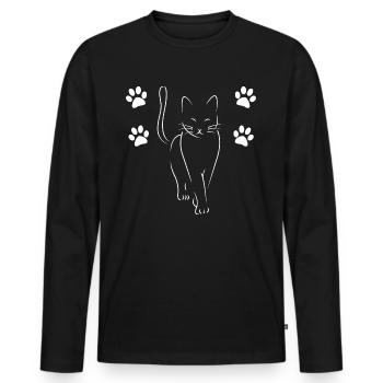 A Cat with Paws eine Katze mit Pfoten - Men's Premium Organic Long Sleeve Shirt - black - Front - Nico (187cm)