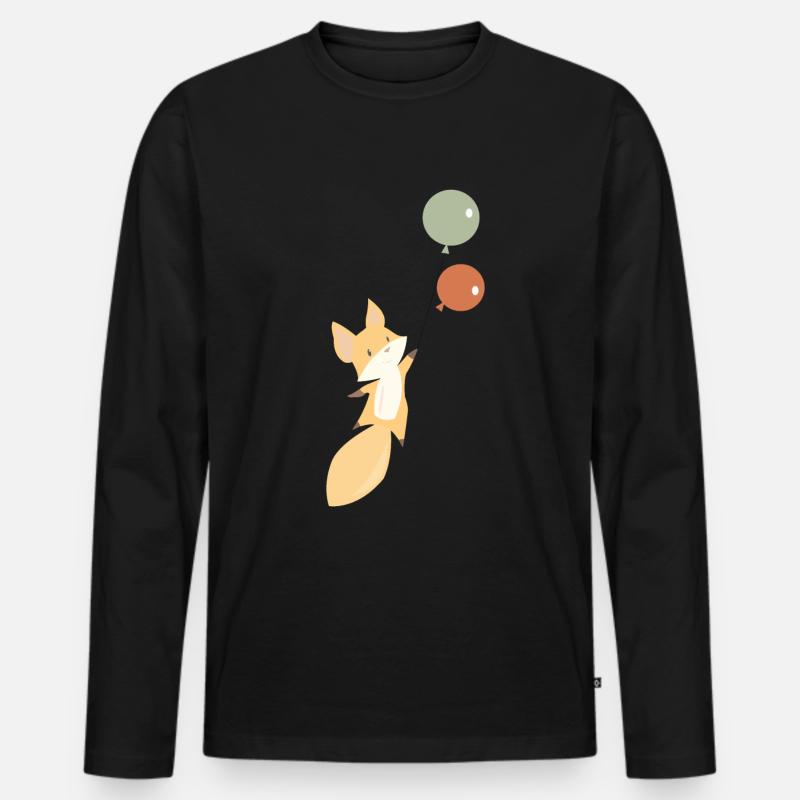 Fuchs Luftballon Füchschen Ballon Kind Kinder süß - Männer Premium Bio Langarmshirt - Schwarz